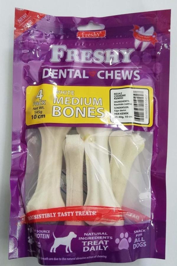 Freshy Naturel Press Deri Köpek Çiğneme Kemiği. 4'lü Paket - Image 1