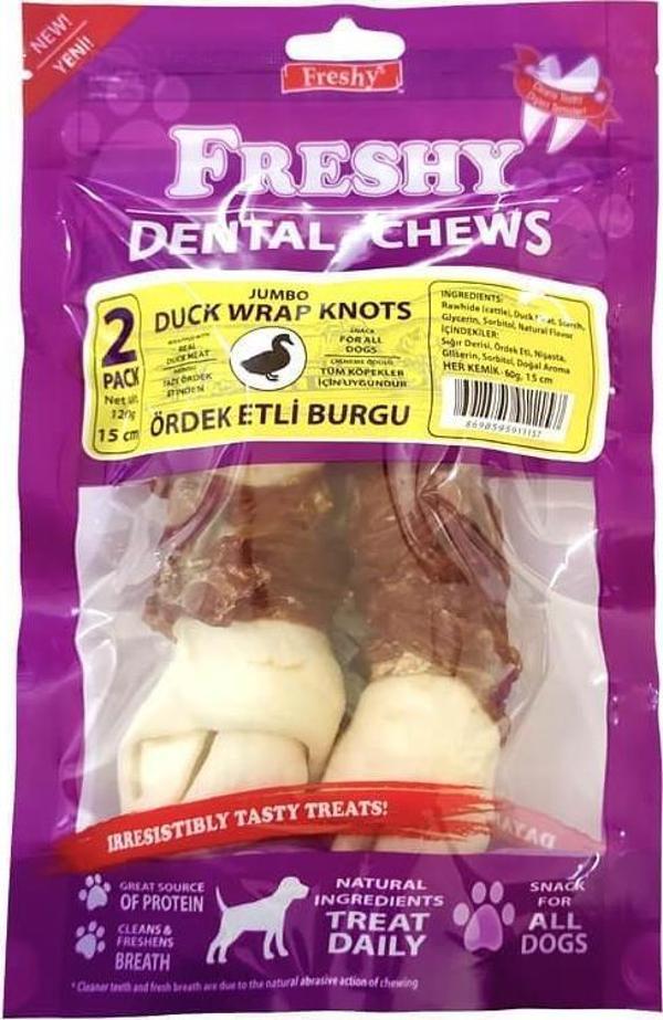 Freshy Ördek Eti Kaplı Burgu Kemik - 15 cm 2'li paket - Image 1