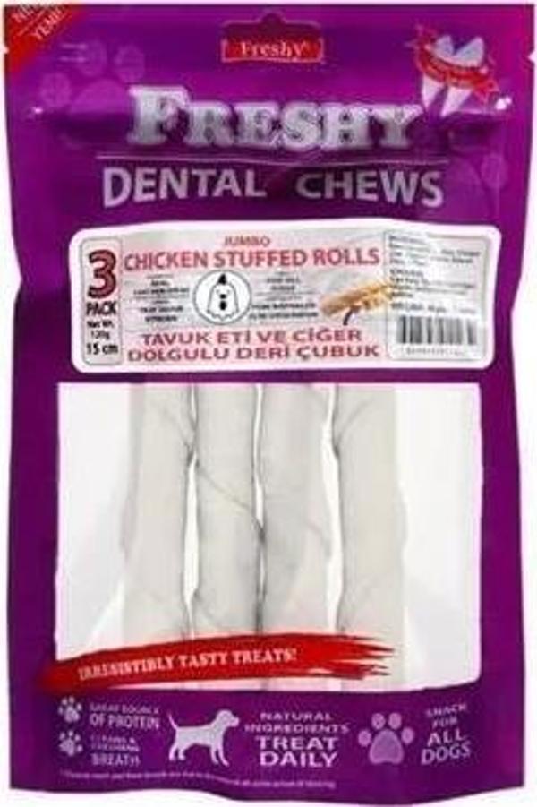 Freshy Tavuk Eti ve Ciğeri Dolgulu Jumbo Deri Çubuk Köpek Ödülü - Image 1