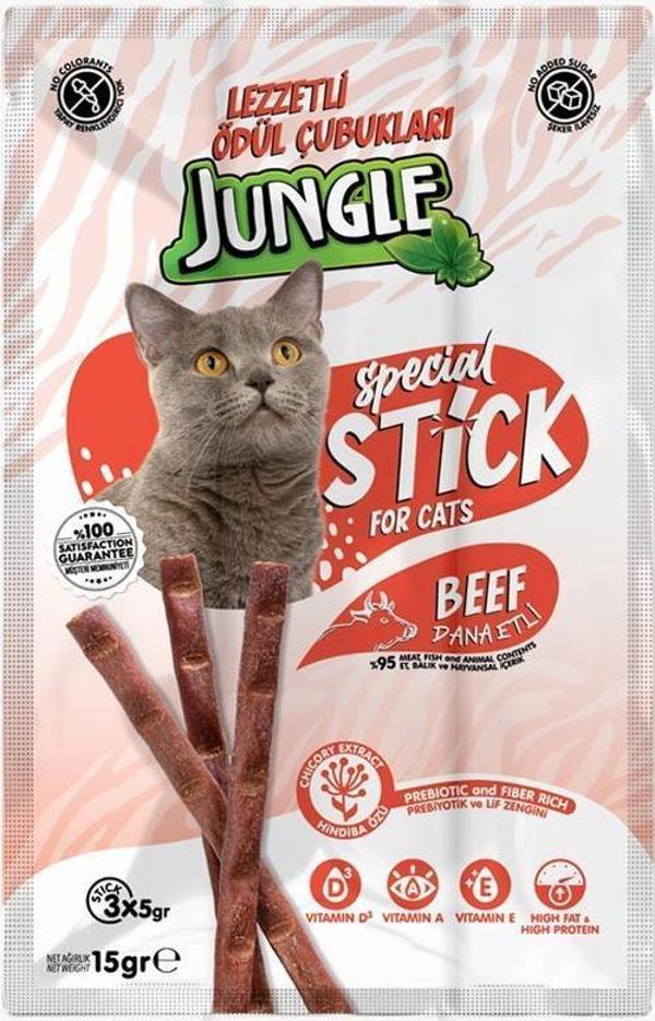 Jungle Kedi Stick Dana Etli Kedi Ödül Maması 3 X 5 Gr - Image 1