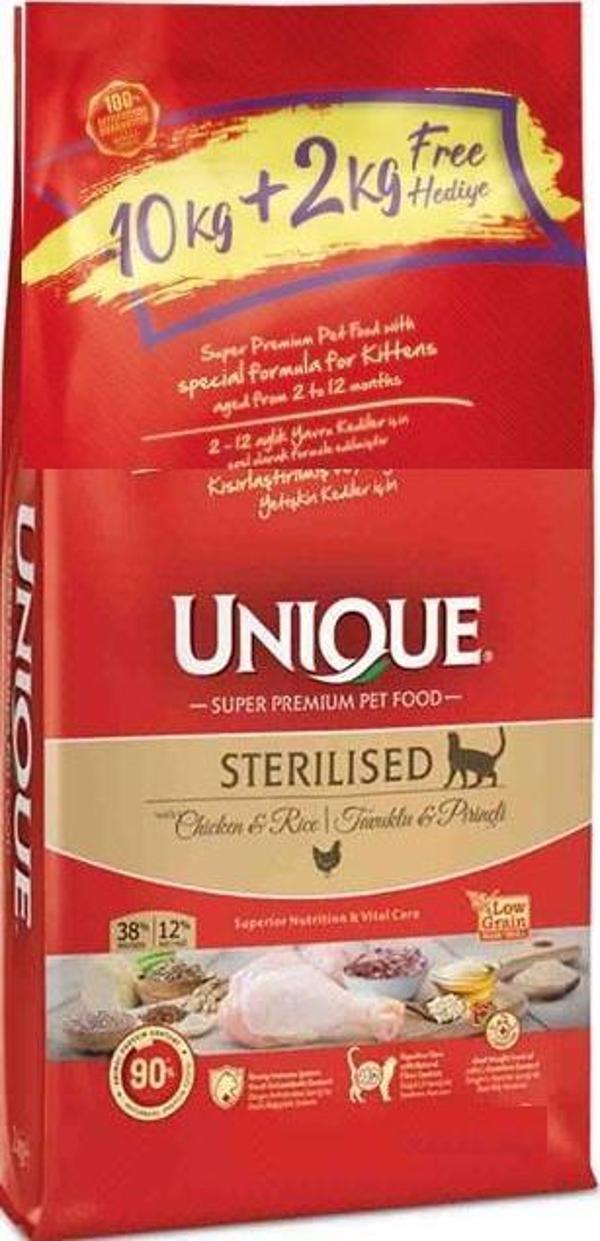 Unique Sterilized Kısırlaştırılmış Tavuklu Yetişkin Kedi Maması 10+2 Kg - Image 1