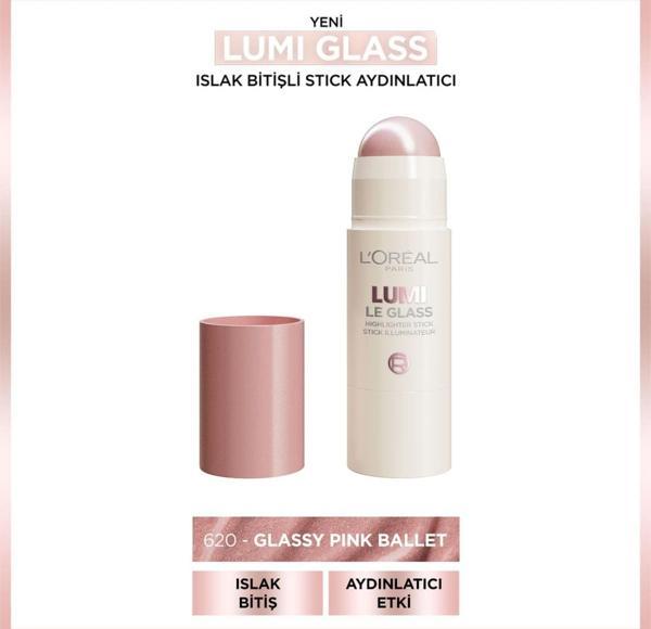 L'Oréal Paris Lumi Glass Islak Bitişli Stick Aydınlatıcı - 620 Glassy Pink Ballet - Image 1