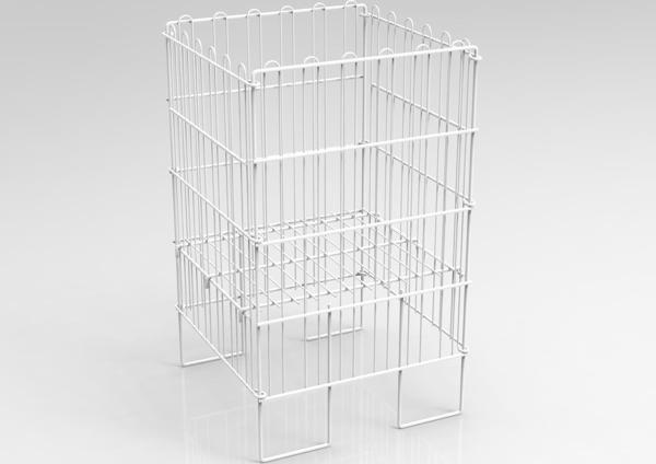 Ergonomik Tasarım 40x40 Katlanır Tel Havuz Sepeti Beyaz – Market, Avm, ve Bakkal İçin İdeal Ürün Teşhir Standı  - Image 1