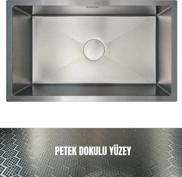 GL General 70X40 Antrasit Petek Dokulu Çelik Mutfak Eviyesi 304 Paslanmaz Çelik 1mm - Image 1