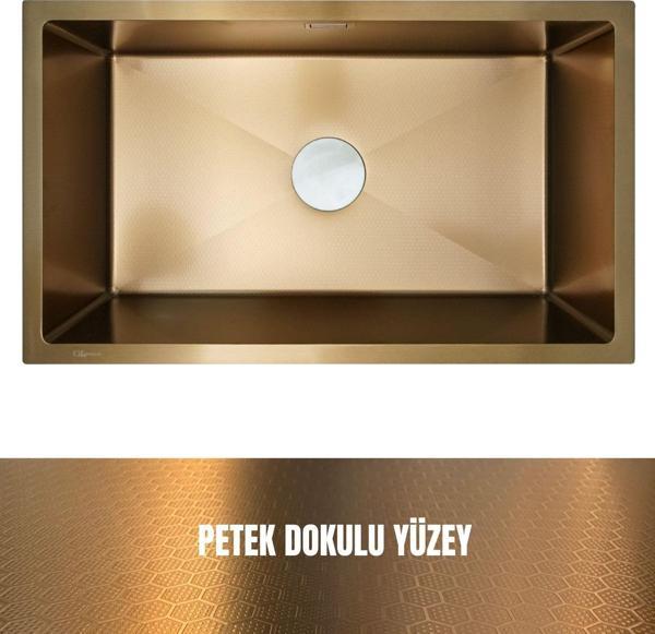 GL General 70X40 Gold Petek Dokulu Çelik Mutfak Eviyesi 304 Paslanmaz Çelik 1mm - Image 1