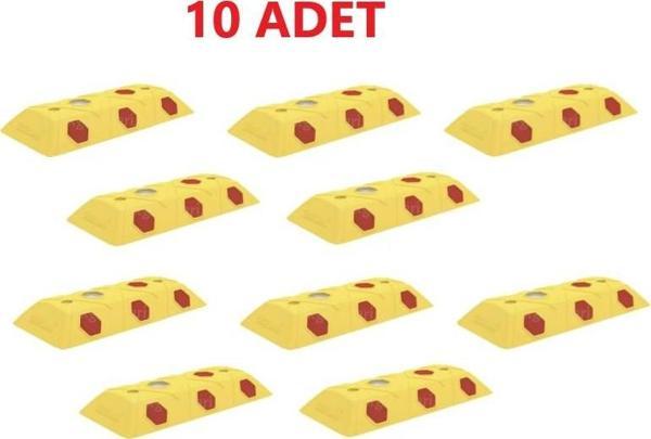 10 Adet Dikdörtgen Mercekli Yol Butonu Sarı Renk  - Image 1