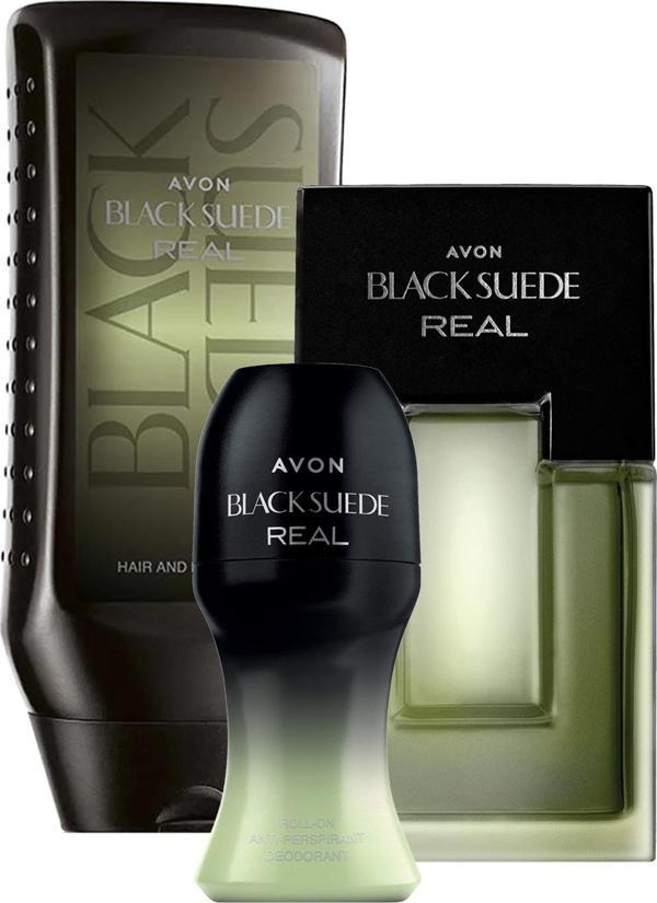 Black Suede Real Erkek Parfüm Rollon ve Saç Vücut Şampuanı Paketi - Image 1