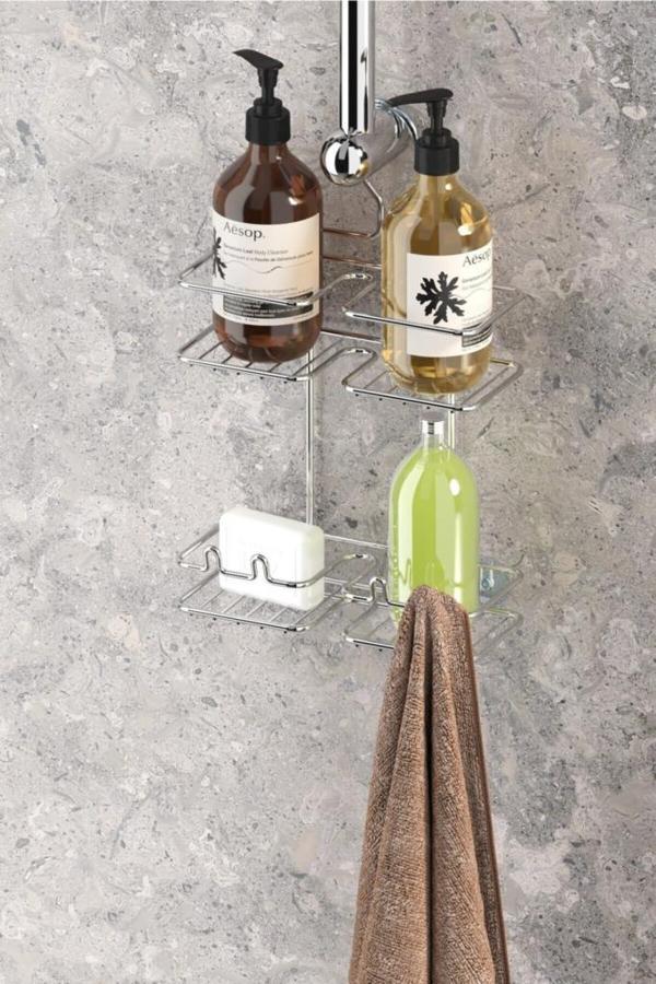 Geseus Duş Borusuna Asılabilir Kancalı Banyo Rafı Krom BK067 - Image 1