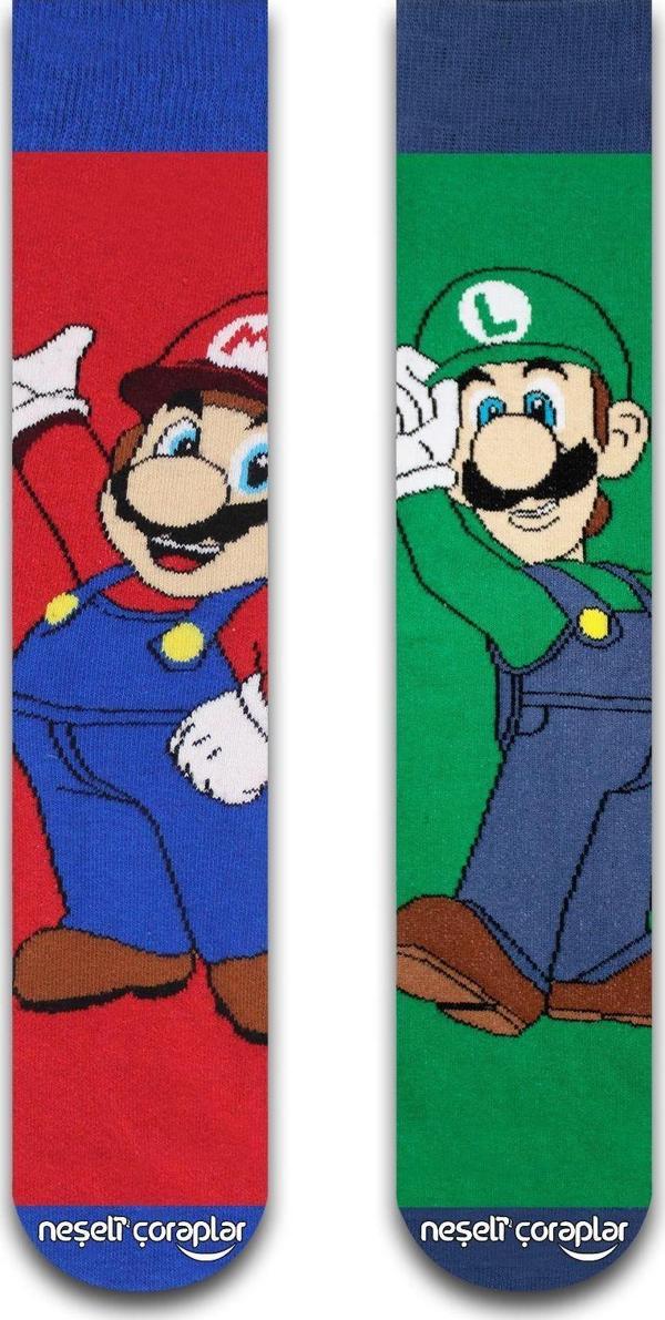 Neşeli Çoraplar 2'Li Mario&Luigi Renkli Çorap Set - Image 1