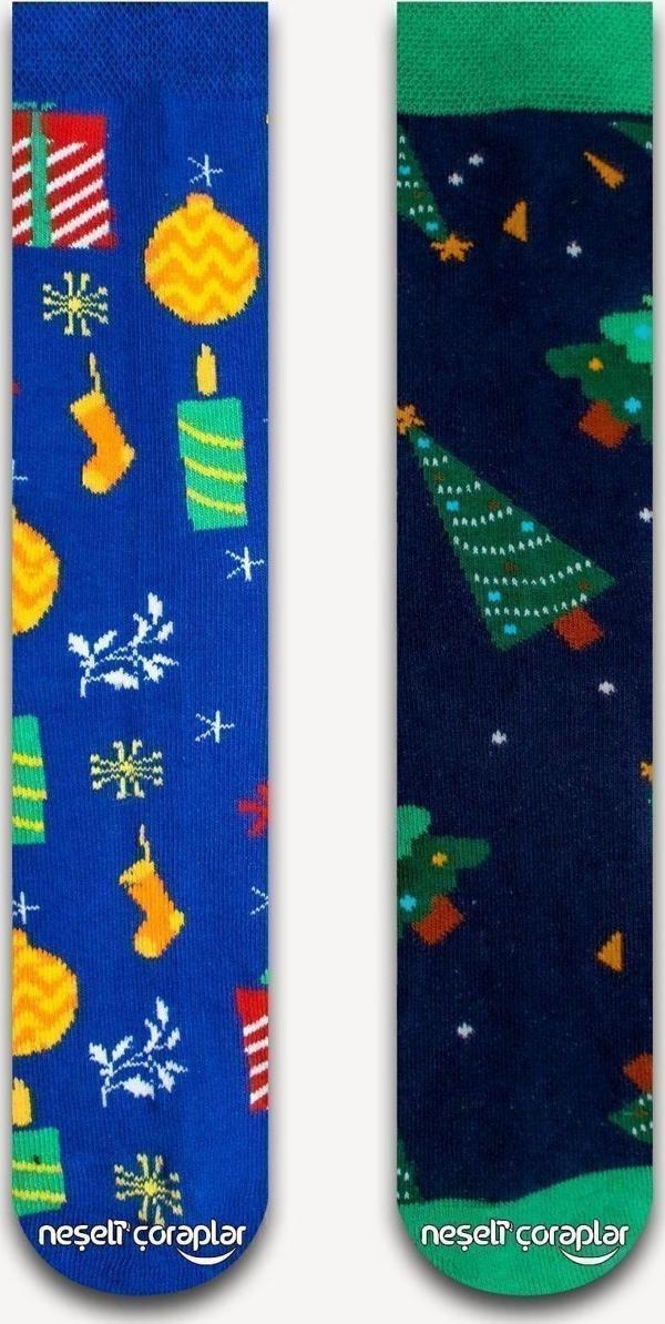 Neşeli Çoraplar 2'Li Noel Süsü Renkli Çorap Set - Image 1
