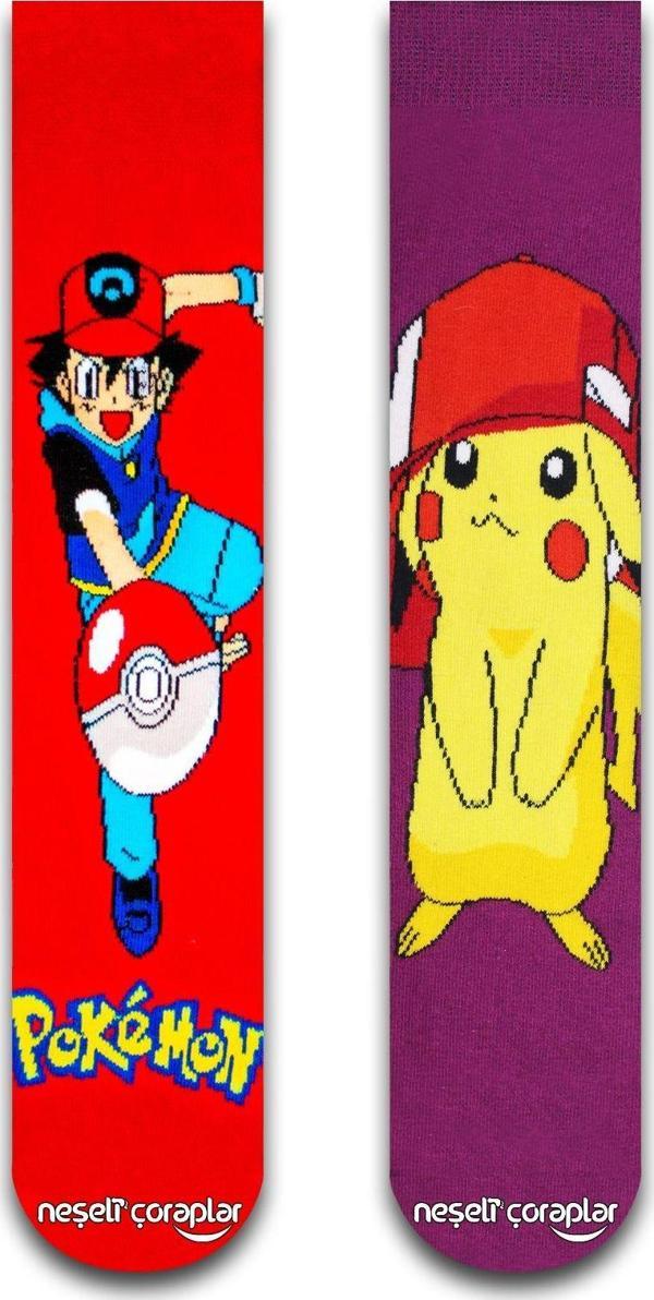 Neşeli Çoraplar 2'Li Pokemon & Pikaçu Renkli Çorap Set - Image 1