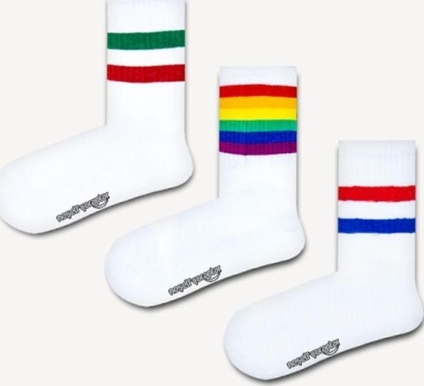 Neşeli Çoraplar 3'Lü Renkli Çizgili Atletik Çorap Set - Image 1