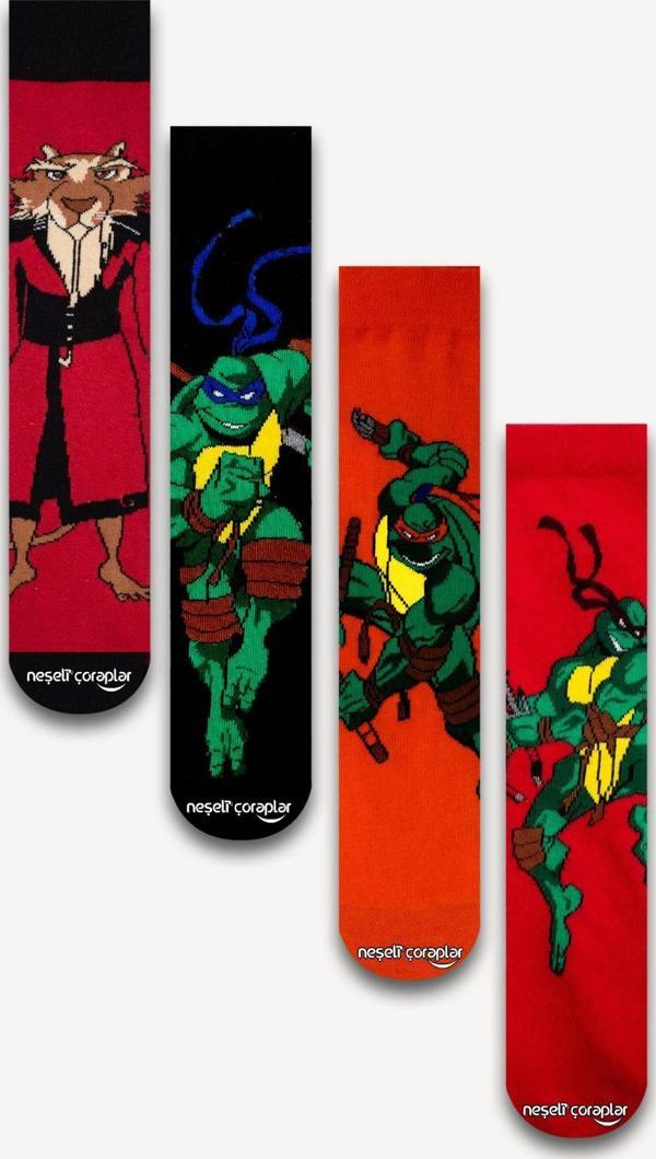 Neşeli Çoraplar 4'Lü Splinter Usta Renkli Çorap Set - Image 1