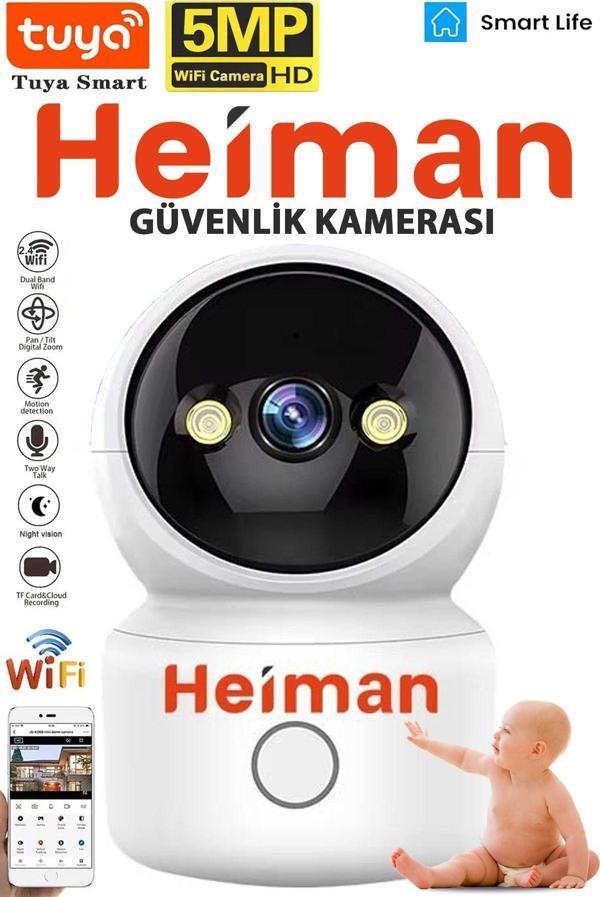 Heiman 5 Mp 360° Gece Görüş Ve Hareket Algılama Özellikli Dönebilen Wifi Premium Bebek Kamerası Hm - 430 - Image 1