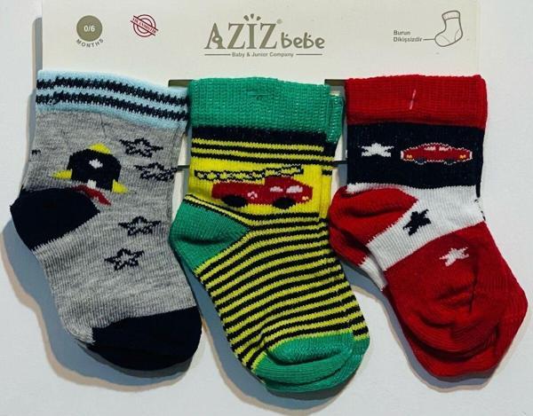 Aziz Bebe 3'Lü Çorap Erkek Çocuk Melange 24-36 Ay - Image 1