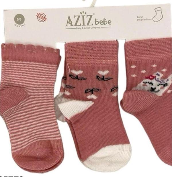 Aziz Bebe Üçlü Kız Bebek Çorabı - Image 1