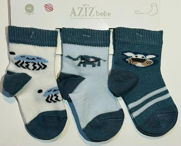 Aziz Bebe 3'Lü Çorap Erkek Çocuk - Image 1