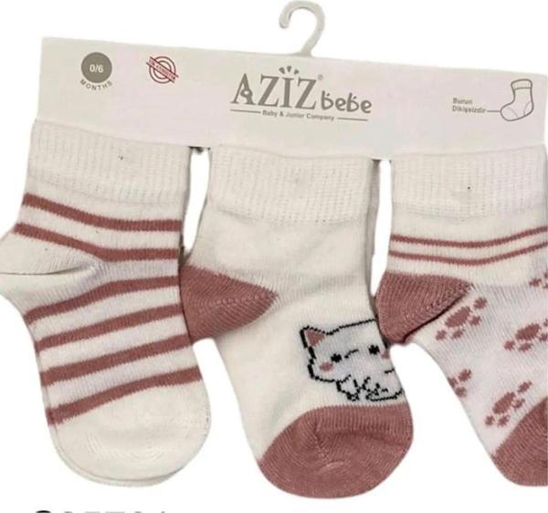Aziz Bebe 3'Lü Çorap Kız Çocuk - Image 1