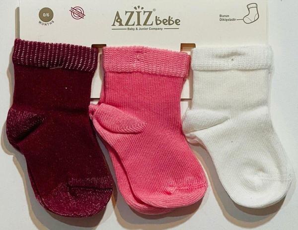 Aziz Bebe 3'Lü Çorap Koyu Pembe - Image 1