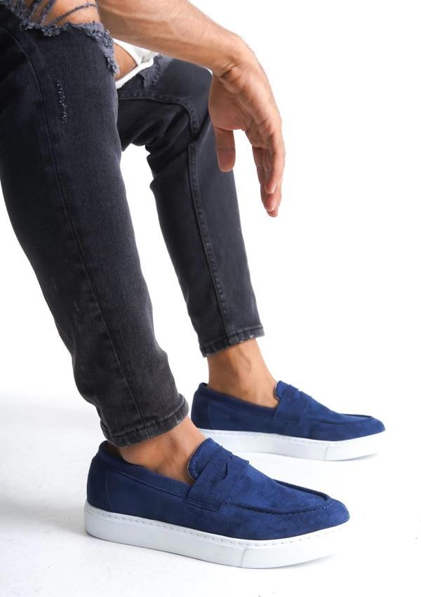 SLW180 Estilo X Bağcıksız Süet Erkek Günlük Spor Klasik Ayakkabı BT Lacivert - Image 1