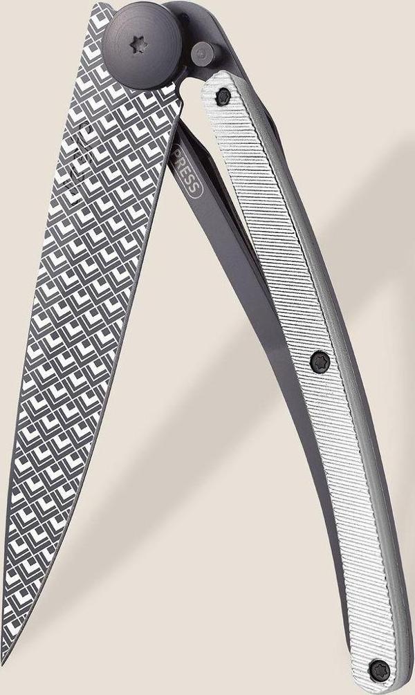 Deejo 37g, Light Grey Aluminium / Quadratic Çakı - Image 1