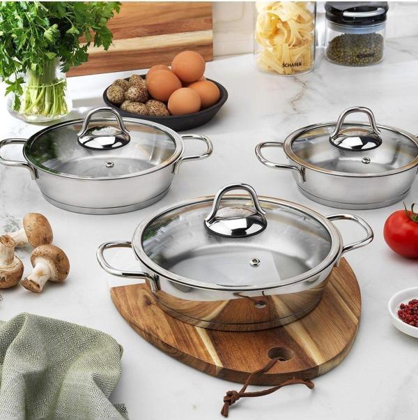 Schafer Eva Çelik Sahan Seti-6 Parça-Inox - Image 1