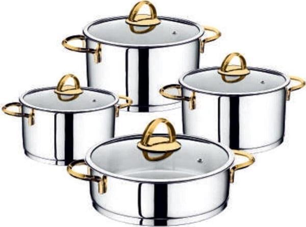 Oms Oms 1097 8 Parça Silindir Çelik Tencere Seti-Gold - Image 1