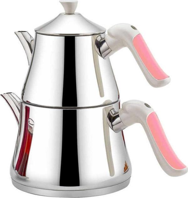 Oms Oms 8070 Büyük Boy Lüx Çelik Çaydanlık Pembe - Image 1