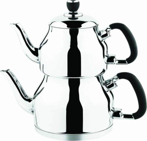Özkent K-334 Symbol Mega Çaydanlık 3.2 Lt X 1.7 Lt. - Siyah Kulp-21 - Image 1
