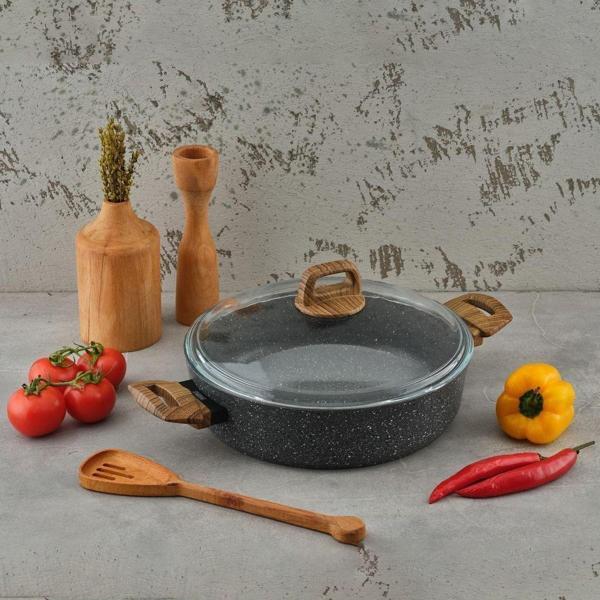 Leydi Marble Natura Granit Kısa Tencere 26 Cm - Image 1
