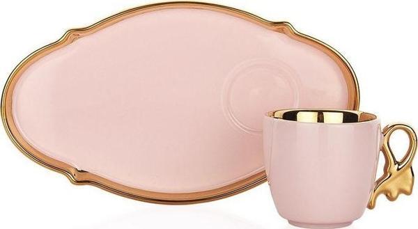 Schafer Goldie 6 Kişilik Kahve Fincan Seti 12 Parça-Pembe01 - Image 1