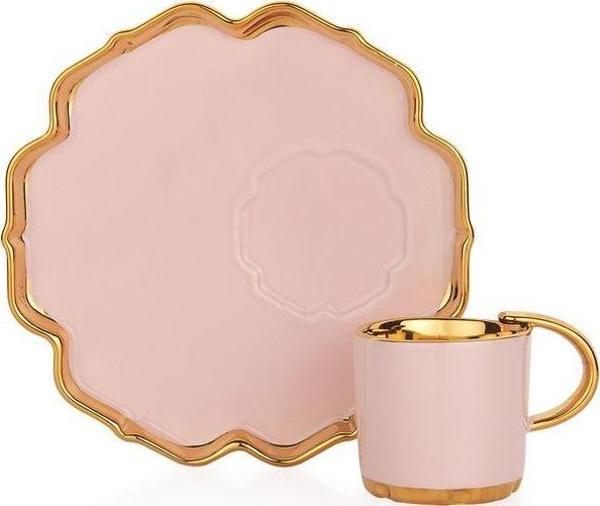 Schafer Goldie 6 Kişilik Kahve Fincan Seti 12 Parça-Pembe03 - Image 1