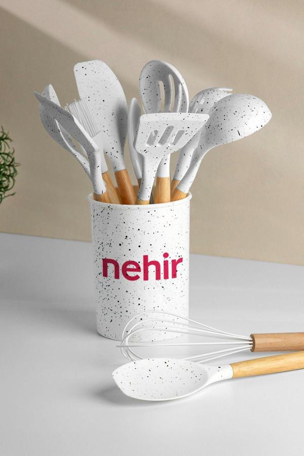 Nehir Angela 12 Parça Ahşap Silikon Servis Seti - Image 1