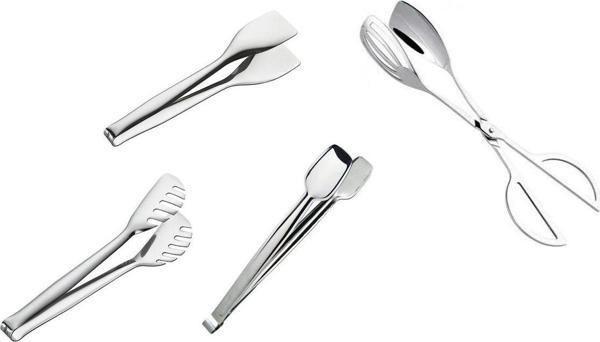 Nehir Çelik Maşa 4 Lü Servis Sunum Maşa Seti -(Makas Maşa, Izgara Maşa, Pasta Maşa, Makarna Maşa ) - Image 1