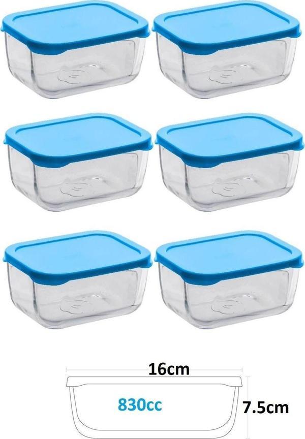 Paşabahçe 6 Adet  530743 Orta Büyük Kapaklı Snowbox Saklama Kabı Takımı 830Cc - Image 1