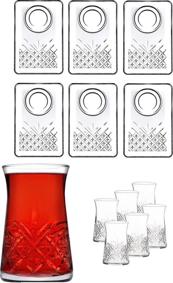 Paşabahçe Timeless 42891 Çay Bardağı Ve 54851 Sunumlu Çay Tabağı Seti 6 Kişilik - Image 1