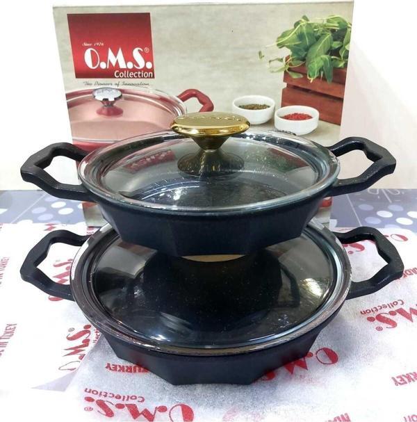 OMS 3726 Dodeca Döküm İkili Kapaklı Bio Granit Sahan Seti 18-22Cm Siyah - Image 1