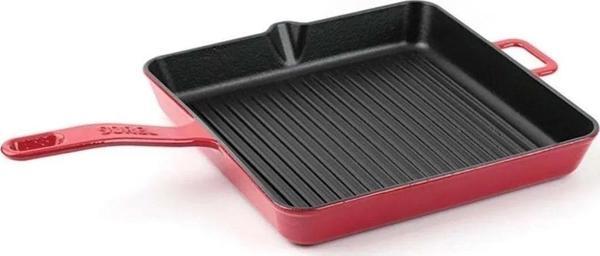Ergençler Sürel Degrade Kırmızı Kapaksız Kare Izgara Demirdöküm Tava 30X30Cm - Image 1
