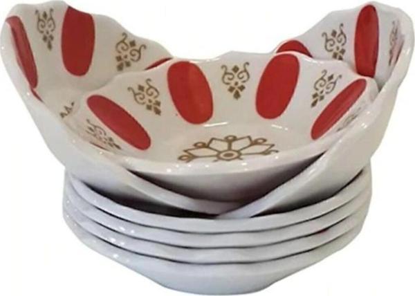 Porland Por1989 Porselen Çay Tabağı 6 Lı Kırmızı Kahveci - Image 1