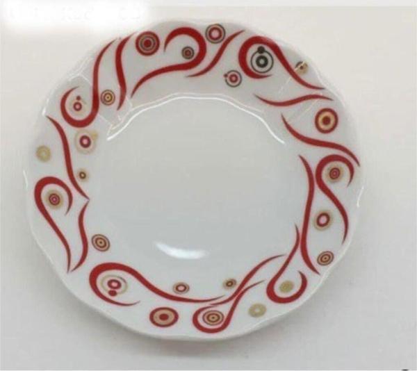Porland Porselen Kırmızı Yakamoz Çay Tabağı Desenli Çay Tabak - Image 1