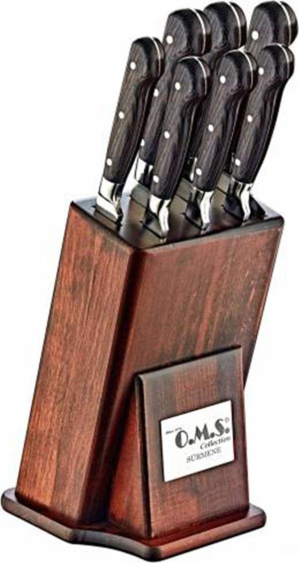 OMS Art-6160 8 Parça Ahşap Standlı Sürmene Bıçak Seti - Image 1