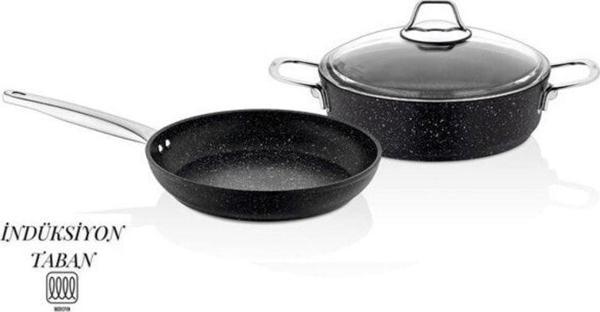 FALEZ Cookcase Blackline Indüksiyon Tabanlı Tencere&Tava Seti 26 Cm - Image 1