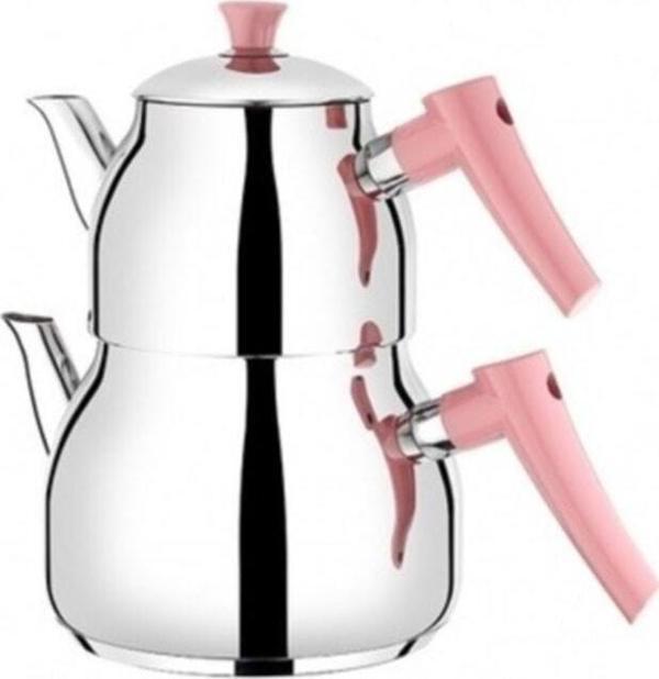 Viola Aile Damla Çelik Çaydanlık Pembe - Image 1