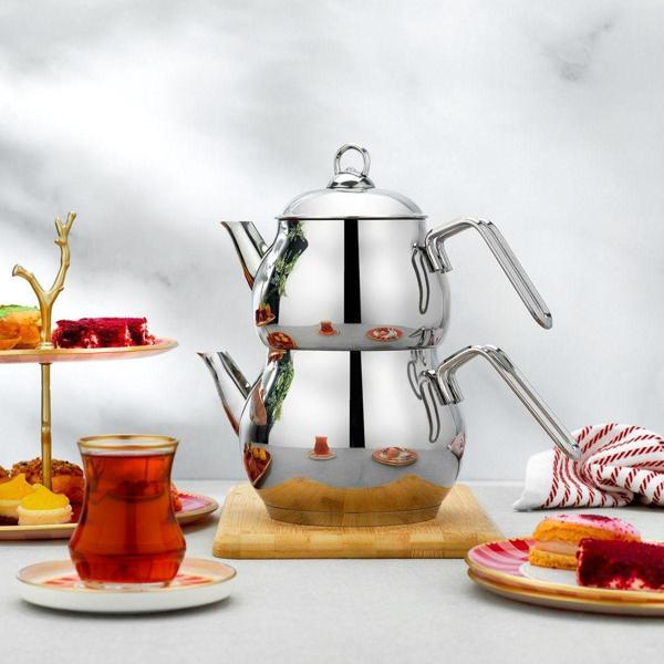 Schafer Opal Çelik Çaydanlık Takımı 3 Parça-Inox - Image 1