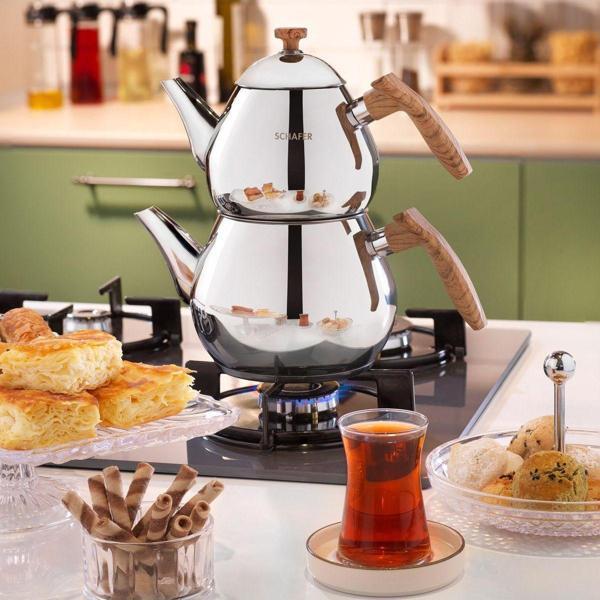 Schafer Tea Chef Orta Boy Çaydanlık Takımı 4 Parça-Kahve - Image 1
