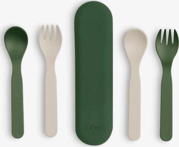 Citron Bio-Based 2'li Çatal Kaşık Takımı ve Kutusu - Green/Cream 1196953 - Image 1