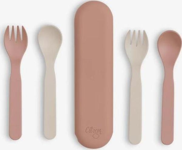 Citron Bio-Based 2'li Çatal Kaşık Takımı ve Kutusu - Pink/Cream 1196960 - Image 1