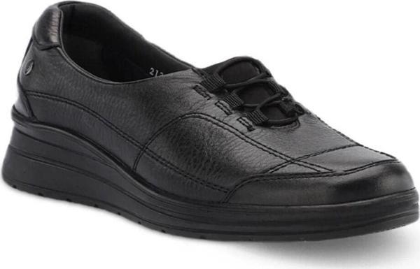 Forelli 21306-H Hefa Siyah Kadın Comfort Deri Ayakkabı - Image 1