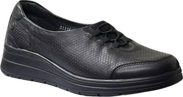 Forelli 21316-H Lace Siyah Kadın Comfort Deri Ayakkabı - Image 1