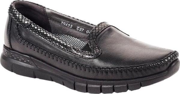 Forelli 29423 Laden-G Siyah Kadın Comfort Deri Ayakkabı - Image 1